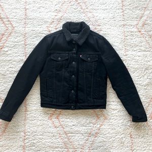 Levi’s Sherpa Trucker Denim Jacket: Black